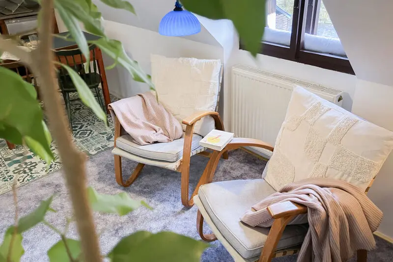 Detail křesel a zeleně v apartmánu